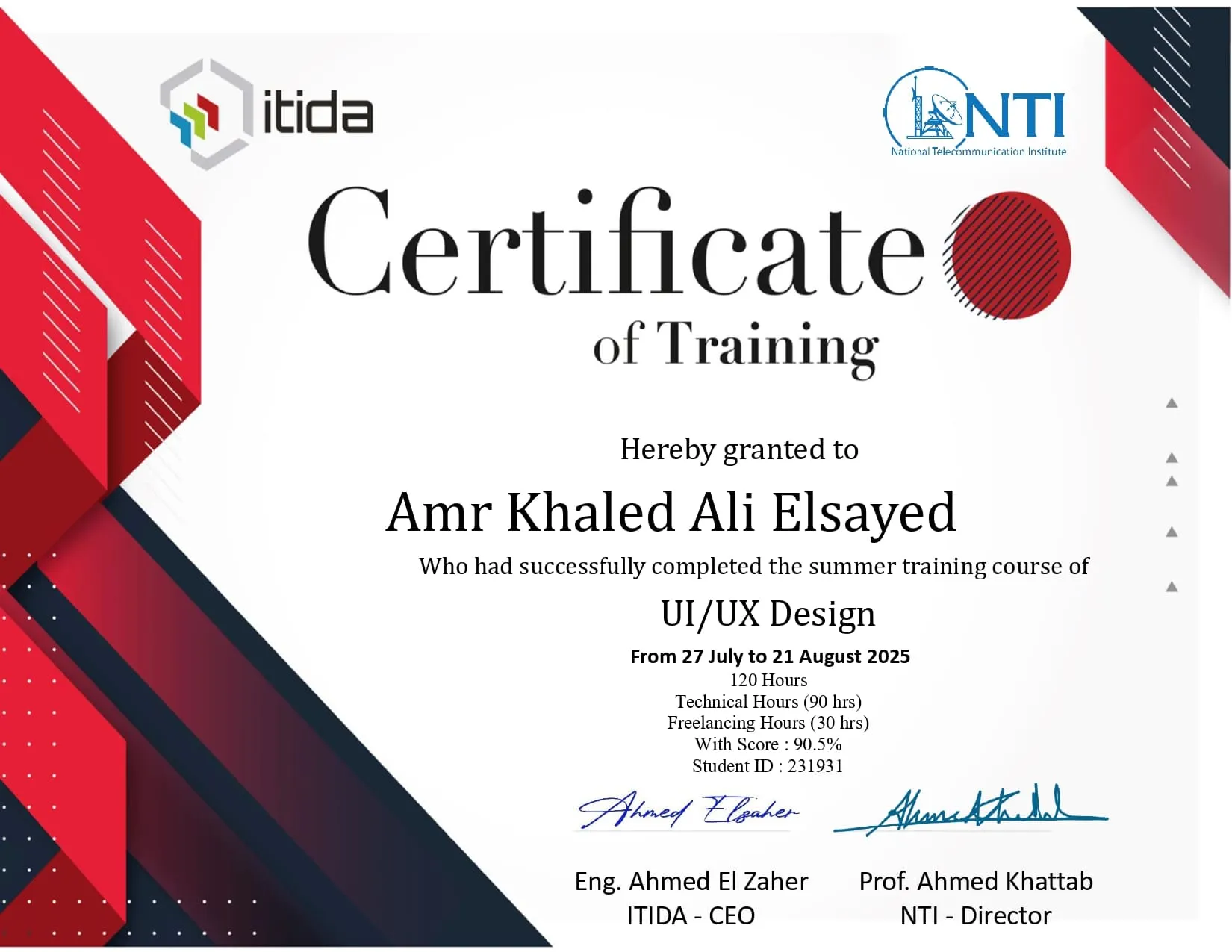 NTI UI/UX Design Training Certificate